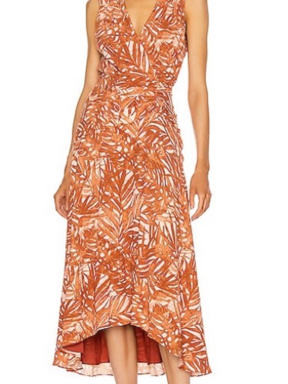 Jonathan Simkhai Rust Leaf-Print Maxi Priscilla Dress